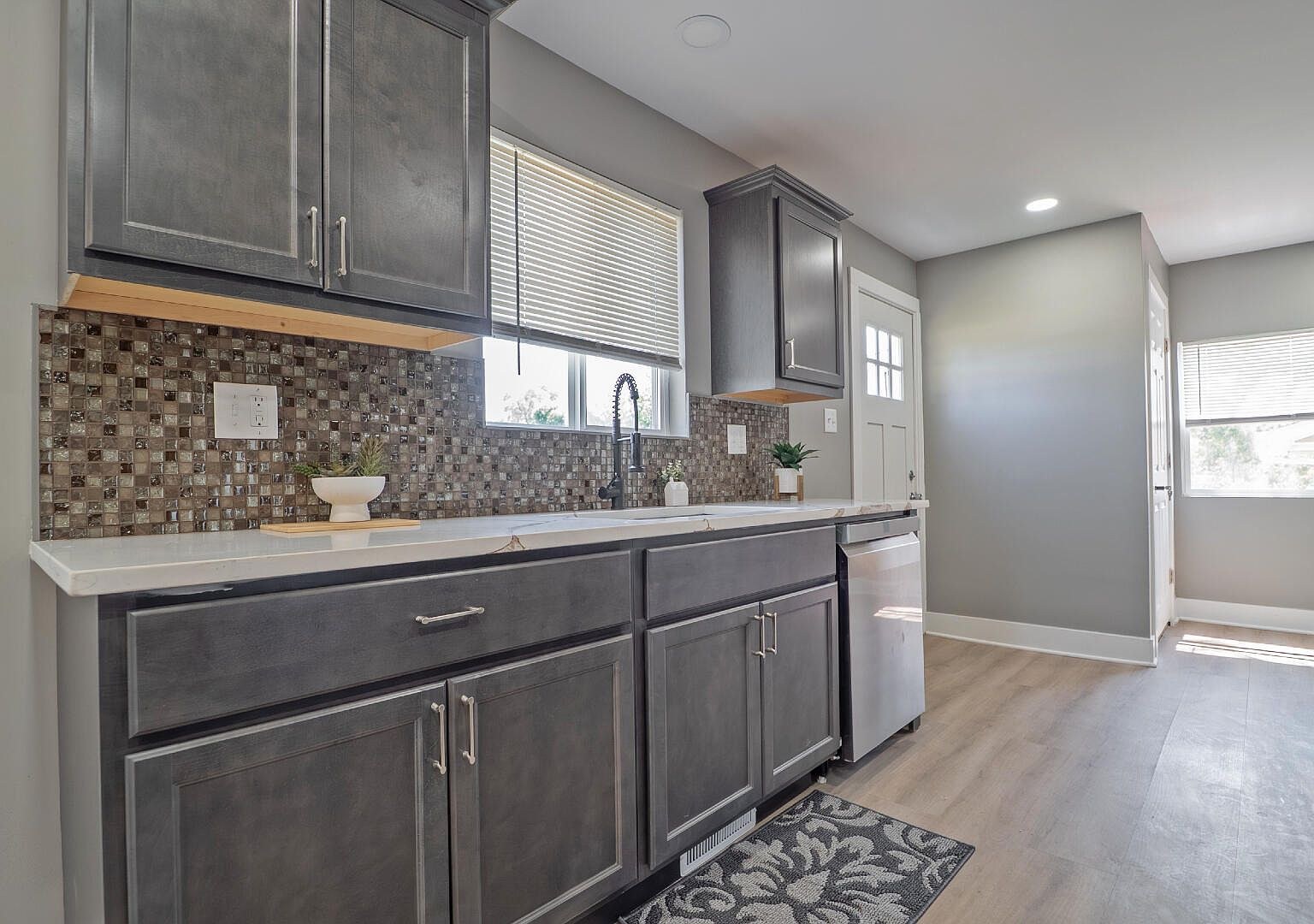 Full home renovation kitchen sink wall