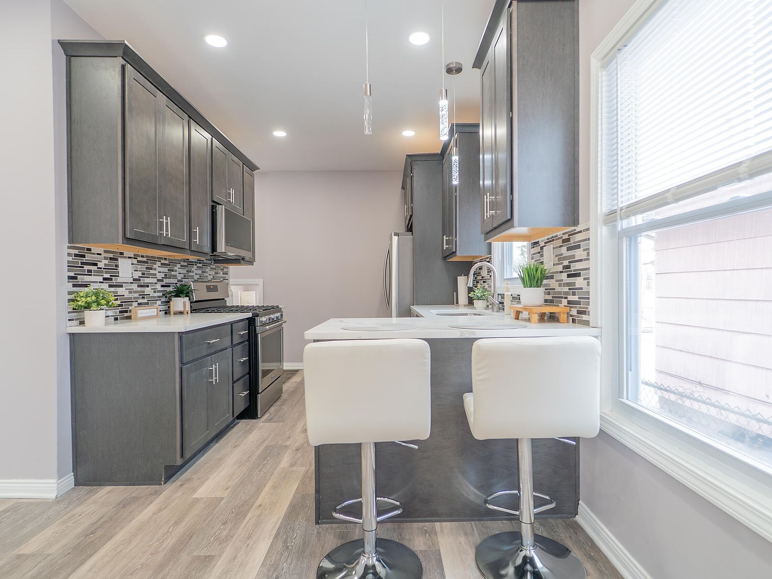 Full home renovation kitchen peninsula